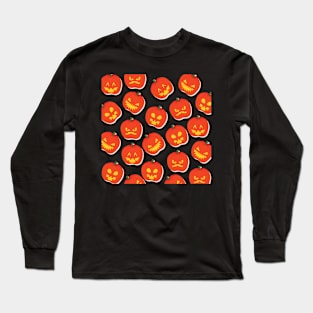 Scary Pumpkin Halloween pattern Long Sleeve T-Shirt